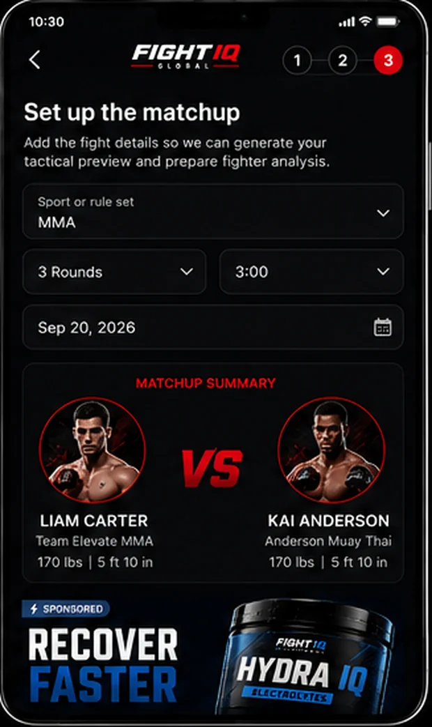 Fight IQ Matchup Summary screen