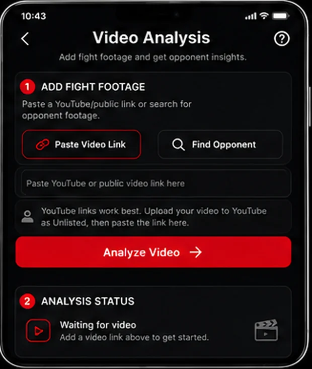 Fight IQ Video Analysis screen