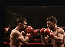 Boxing athletes exchanging punches