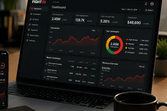 Fight IQ advertising campaign dashboard for combat sports brands and businesses